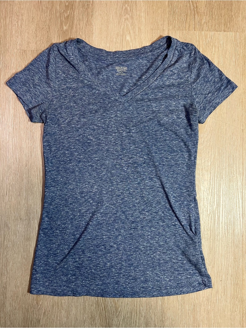 Mossimo Supply Co. Heather Navy V-Neck Short Sleeve Tee